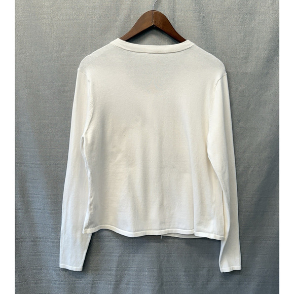 Cabi Cardigan Lady Jacket Womens Size L White Fencing Ripped Knit Old Money - Picture 3 of 8